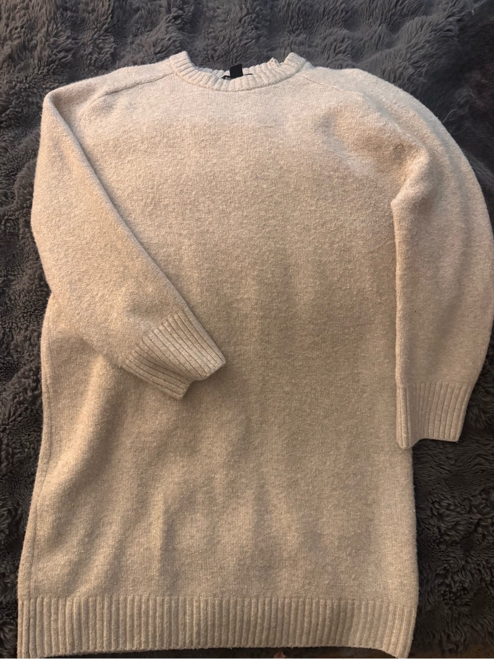 Women’s sweater dress. Cream Crewneck Sweater - Classic Warm Knit